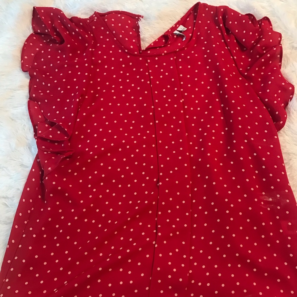 Red and white blouse